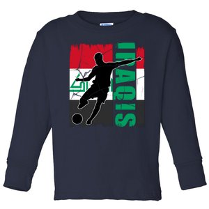 Iraqi Futbol Soccer Player Toddler Long Sleeve Shirt