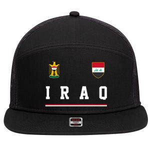 Iraq Futbol Soccer Logo 7 Panel Mesh Trucker Snapback Hat