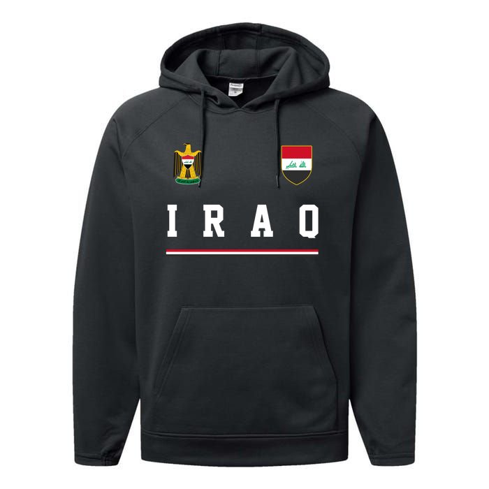 Iraq Futbol Soccer Logo Performance Fleece Hoodie