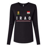 Iraq Futbol Soccer Logo Womens Cotton Relaxed Long Sleeve T-Shirt