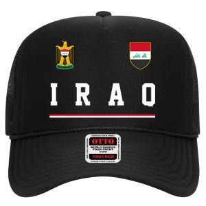 Iraq Futbol Soccer Logo High Crown Mesh Back Trucker Hat