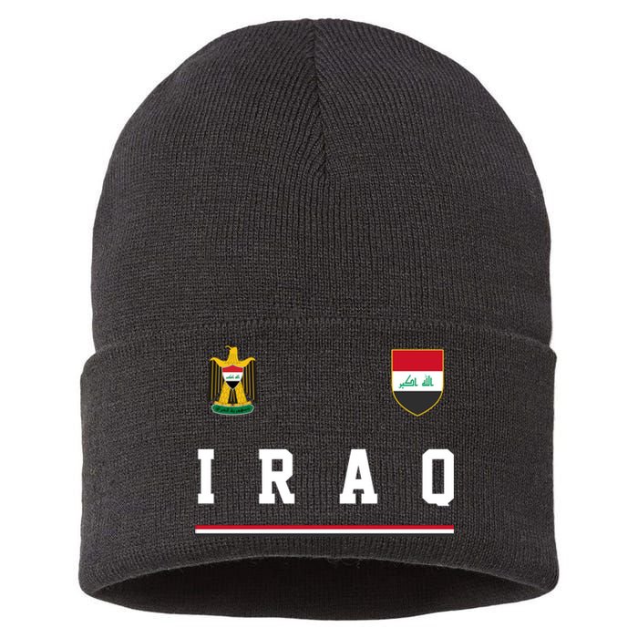 Iraq Futbol Soccer Logo Sustainable Knit Beanie