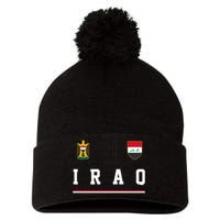 Iraq Futbol Soccer Logo Pom Pom 12in Knit Beanie