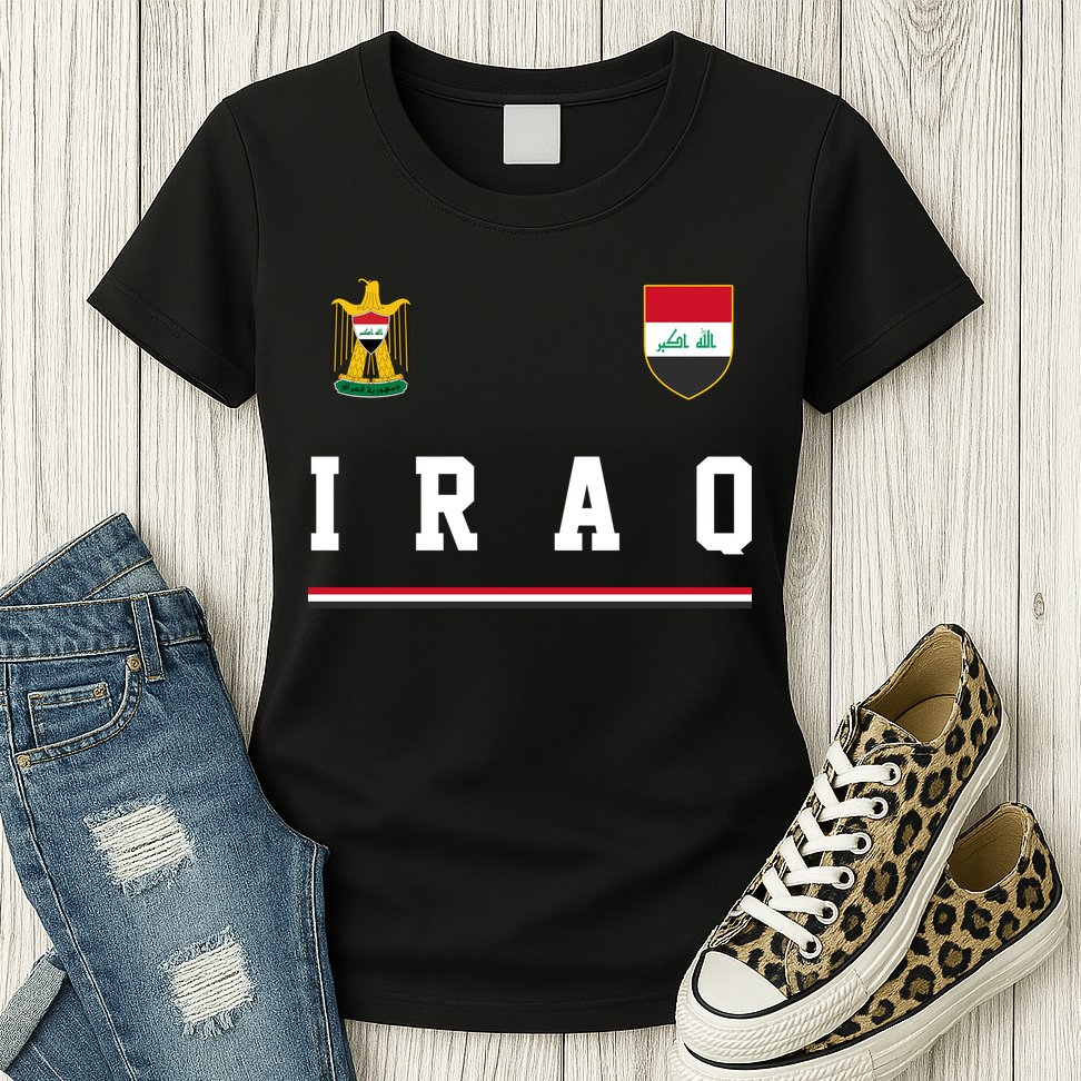 Iraq Futbol Soccer Logo Womens T-Shirt
