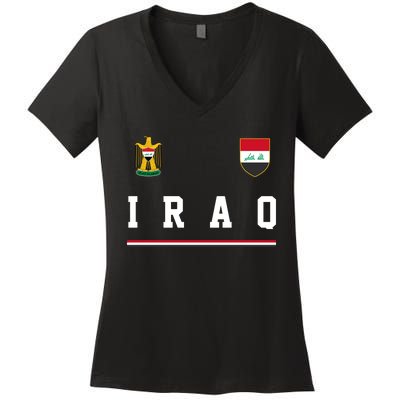 Iraq Futbol Soccer Logo Women's V-Neck T-Shirt