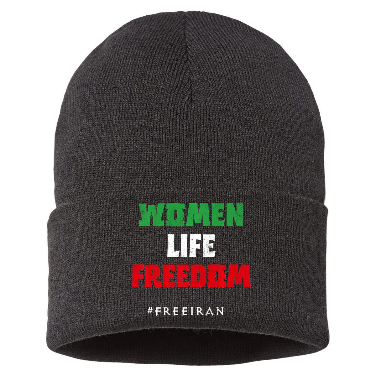 Iranian Flag, Support Women Iran, I Stand With Women Of Iran Sustainable Knit Beanie