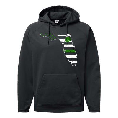 Irish Florida State Flag American Map Performance Fleece Hoodie