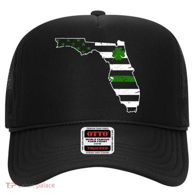 Irish Florida State Flag American Map High Crown Mesh Back Trucker Hat