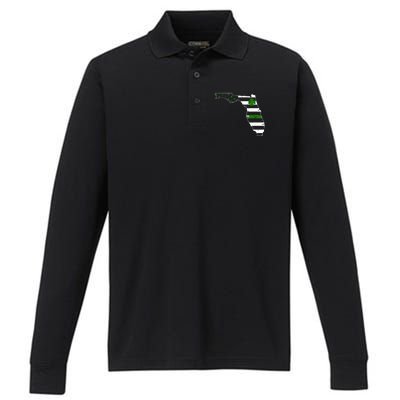 Irish Florida State Flag American Map Performance Long Sleeve Polo