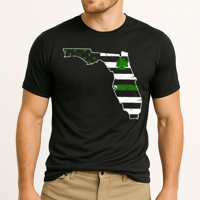 Irish Florida State Flag American Map Cooling Performance Crew T-Shirt