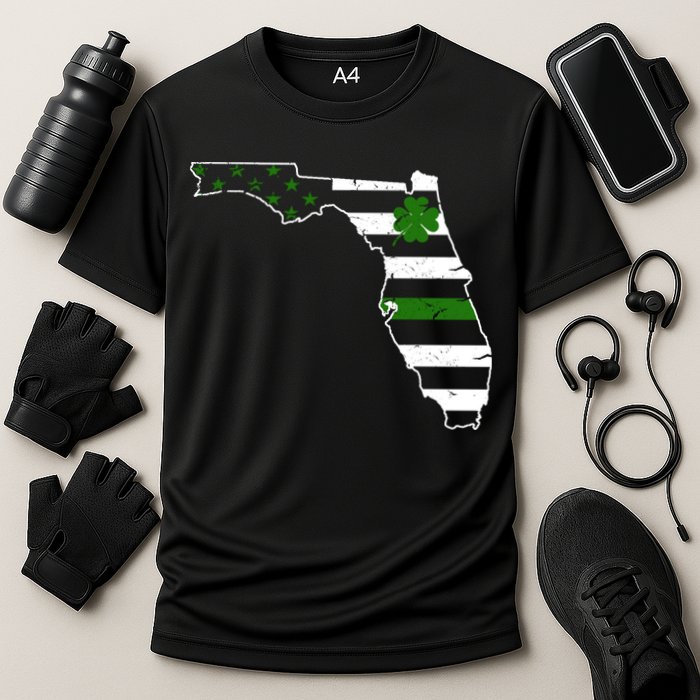 Irish Florida State Flag American Map Cooling Performance Crew T-Shirt