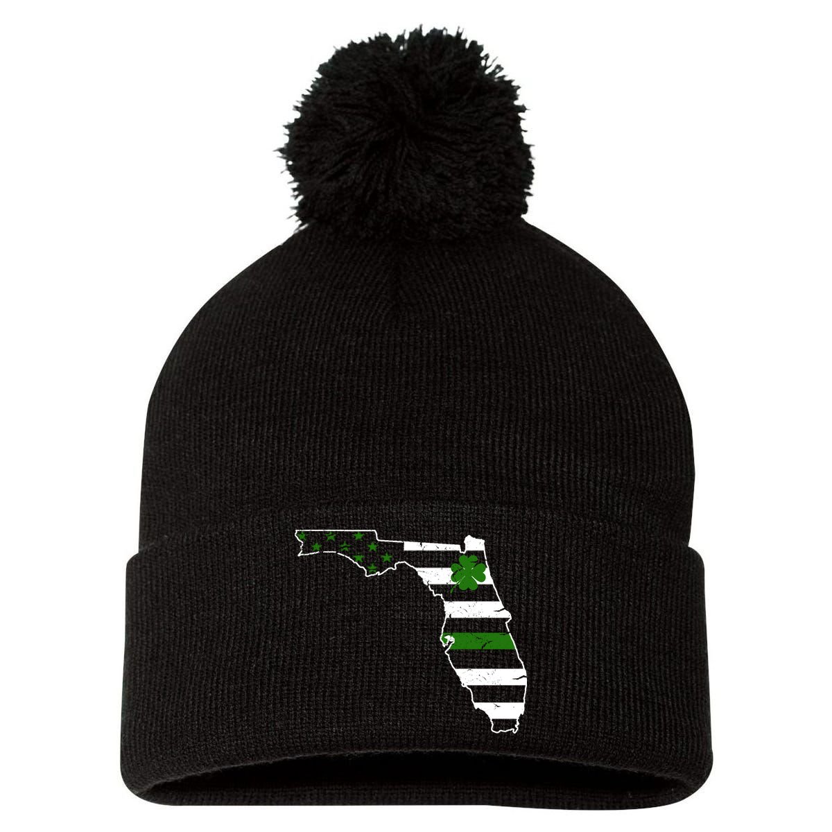 Irish Florida State Flag American Map Pom Pom 12in Knit Beanie