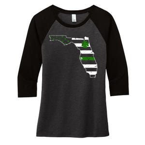 Irish Florida State Flag American Map Women's Tri-Blend 3/4-Sleeve Raglan Shirt