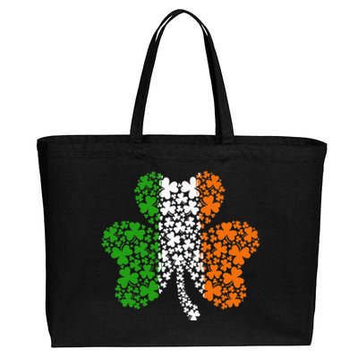 Irish Flag Shamrock Four Leaf Clover St Patricks Day Cotton Canvas Jumbo Tote