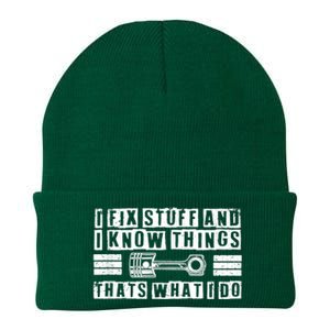 I Fix Stuff And I Know Things Mechanic Repair Shop Car Knit Cap Winter Beanie