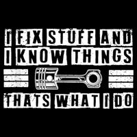 I Fix Stuff And I Know Things Mechanic Repair Shop Car Impact Tech Backpack