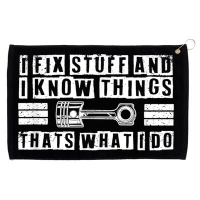 I Fix Stuff And I Know Things Mechanic Repair Shop Car Grommeted Golf Towel