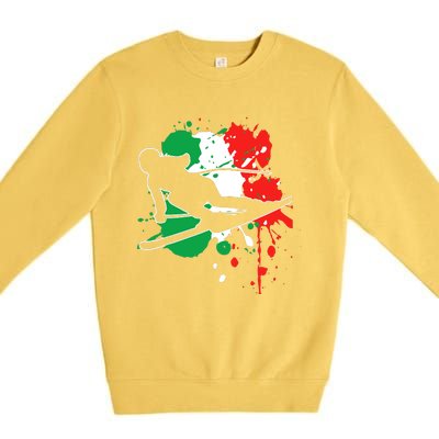 Italy Flag Skier Italian Alpine Skiing Premium Crewneck Sweatshirt