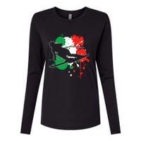 Italy Flag Skier Italian Alpine Skiing Womens Cotton Relaxed Long Sleeve T-Shirt