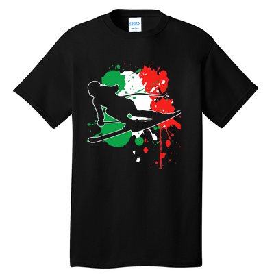 Italy Flag Skier Italian Alpine Skiing Tall T-Shirt