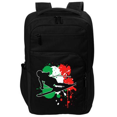 Italy Flag Skier Italian Alpine Skiing Impact Tech Backpack