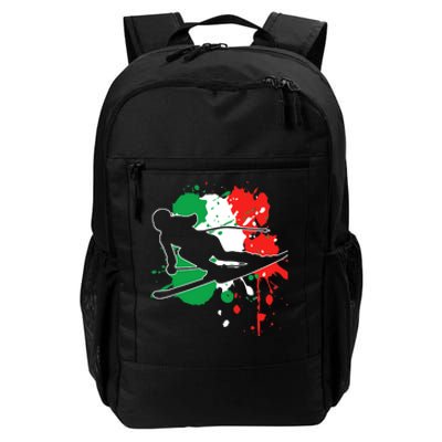 Italy Flag Skier Italian Alpine Skiing Daily Commute Backpack