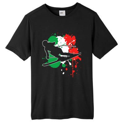 Italy Flag Skier Italian Alpine Skiing Tall Fusion ChromaSoft Performance T-Shirt