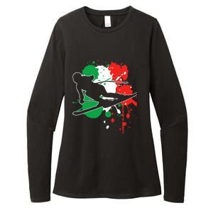 Italy Flag Skier Italian Alpine Skiing Womens CVC Long Sleeve Shirt