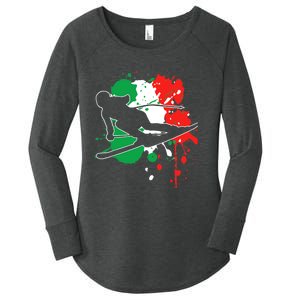 Italy Flag Skier Italian Alpine Skiing Women's Perfect Tri Tunic Long Sleeve Shirt