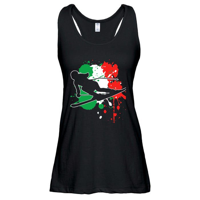 Italy Flag Skier Italian Alpine Skiing Ladies Essential Flowy Tank