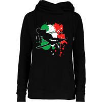 Italy Flag Skier Italian Alpine Skiing Womens Funnel Neck Pullover Hood