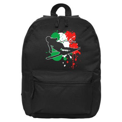 Italy Flag Skier Italian Alpine Skiing 16 in Basic Backpack