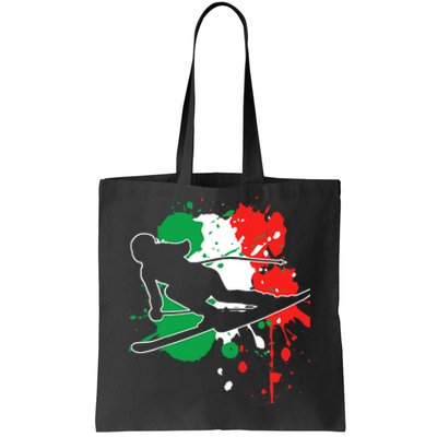 Italy Flag Skier Italian Alpine Skiing Tote Bag