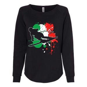 Italy Flag Skier Italian Alpine Skiing Womens California Wash Sweatshirt