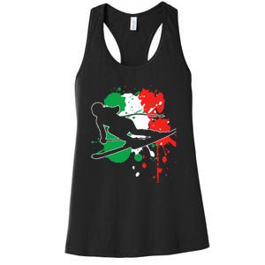 Italy Flag Skier Italian Alpine Skiing Women's Racerback Tank