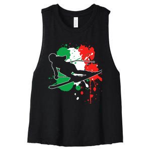 Italy Flag Skier Italian Alpine Skiing Women's Racerback Cropped Tank