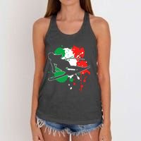 Italy Flag Skier Italian Alpine Skiing Women's Knotted Racerback Tank