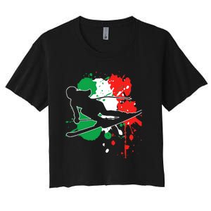 Italy Flag Skier Italian Alpine Skiing Women's Crop Top Tee