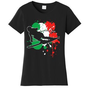 Italy Flag Skier Italian Alpine Skiing Women's T-Shirt