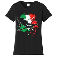 Italy Flag Skier Italian Alpine Skiing Women's T-Shirt