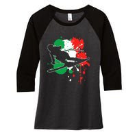 Italy Flag Skier Italian Alpine Skiing Women's Tri-Blend 3/4-Sleeve Raglan Shirt