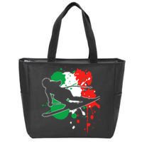 Italy Flag Skier Italian Alpine Skiing Zip Tote Bag