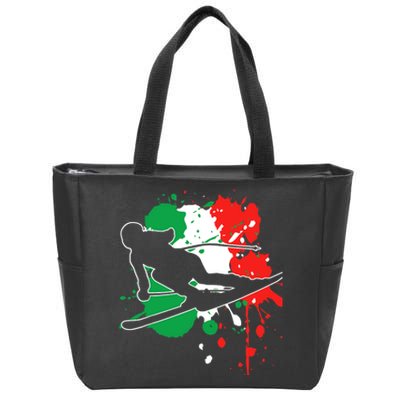 Italy Flag Skier Italian Alpine Skiing Zip Tote Bag