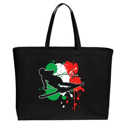 Italy Flag Skier Italian Alpine Skiing Cotton Canvas Jumbo Tote