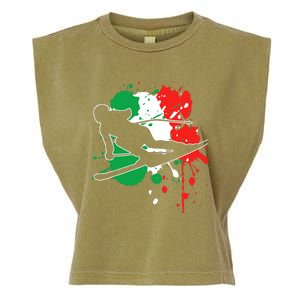 Italy Flag Skier Italian Alpine Skiing Garment-Dyed Women's Muscle Tee