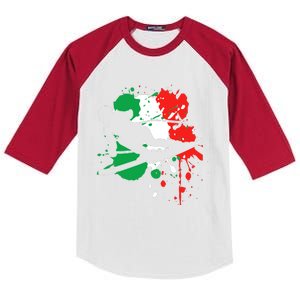 Italy Flag Skier Italian Alpine Skiing Kids Colorblock Raglan Jersey