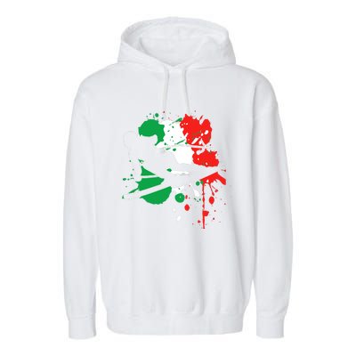 Italy Flag Skier Italian Alpine Skiing Garment-Dyed Fleece Hoodie