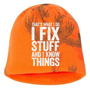 I Fix Stuff And I Know Things Mechanic Kati - Camo Knit Beanie