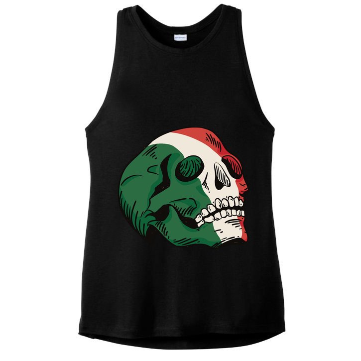 Italian Flag Skull Ladies PosiCharge Tri-Blend Wicking Tank