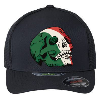 Italian Flag Skull Flexfit Unipanel Trucker Cap